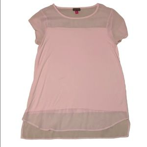 Vince Camuto Pale Pink Sheer Short Sleeve Top